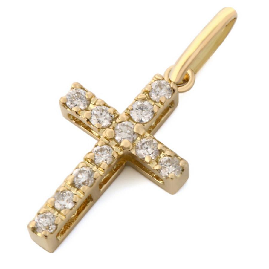 K18 イエローゴールド ダイヤモンド ミニクロス ペンダント キヘイ チェーンセット[18k ネックレス 18金 テニス シンプル]_2