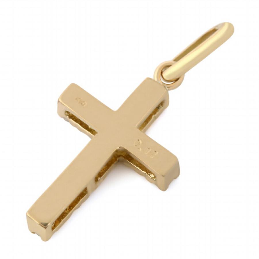 K18 イエローゴールド ダイヤモンド ミニクロス ペンダント キヘイ チェーンセット[18k ネックレス 18金 テニス シンプル]_4