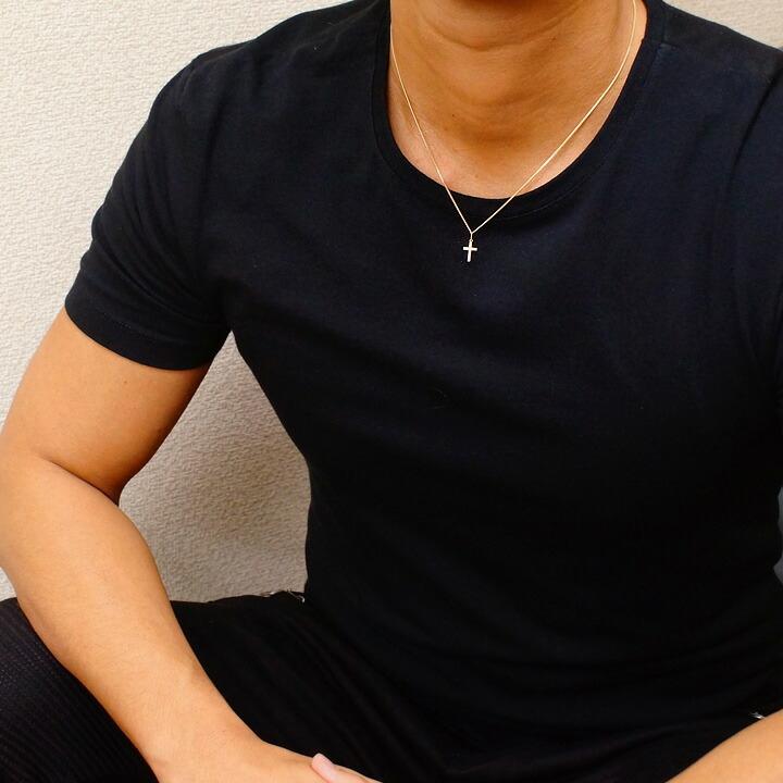K18 イエローゴールド ダイヤモンド ミニクロス ペンダント キヘイ チェーンセット[18k ネックレス 18金 テニス シンプル]_6