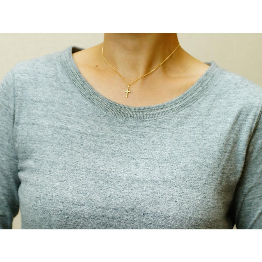 K18 イエローゴールド ダイヤモンド ミニクロス ペンダント キヘイ チェーンセット[18k ネックレス 18金 テニス シンプル]_7