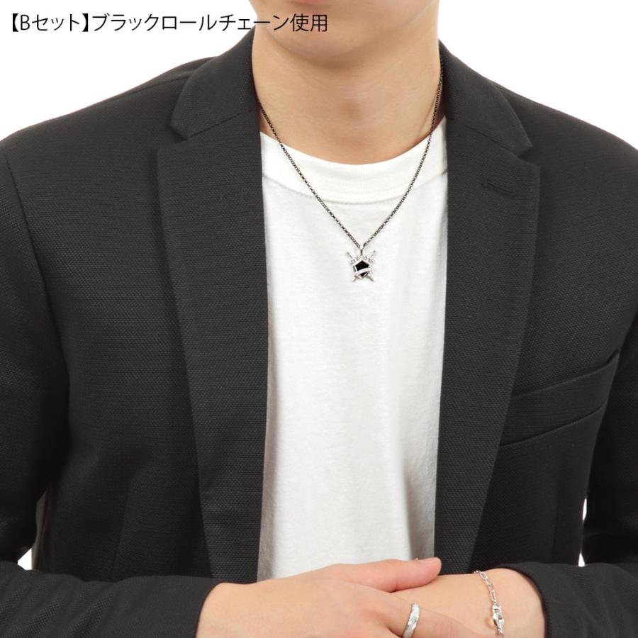 【ファッション誌に掲載】 18金 メンズ ネックレス K18 ホワイトゴールド オニキス プルーフ メダル ペンダント※ペンダントのみ [18k 盾 剣 お守り シンプル ]_14