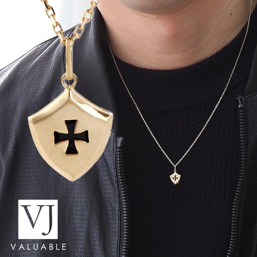 18金 メンズ ネックレス K18 イエローゴールド アスピダ オニキス  