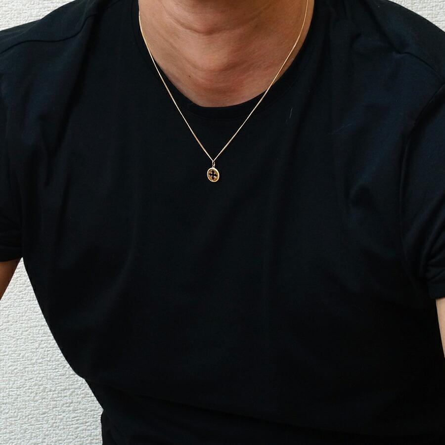 18金 メンズ ネックレス K18 レディース イエローゴールド クロス