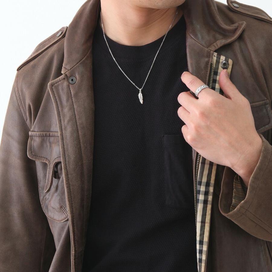 18金 メンズ ネックレス K18 ホワイト ゴールド フェザー ペンダント カット アズキ チェーンセット『Aセット』※チェーン長さ45cm.50cm選択【18k 羽】の画像