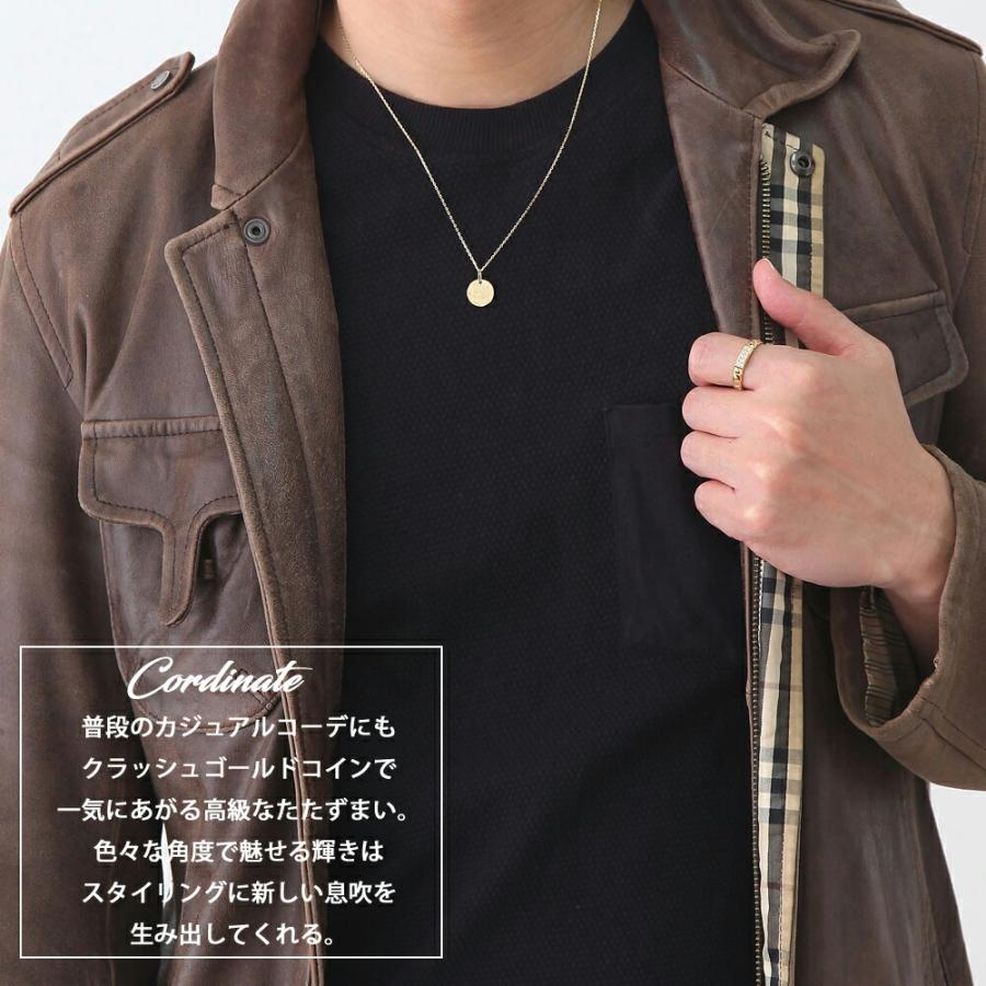 VJ【ブイジェイ】 18金 メンズ ネックレス K18 イエローゴールド クラッシュ ゴールド コイン ペンダント チェーン 【Bセット】※長さ40cm.45cm.50cm [18k ]の画像