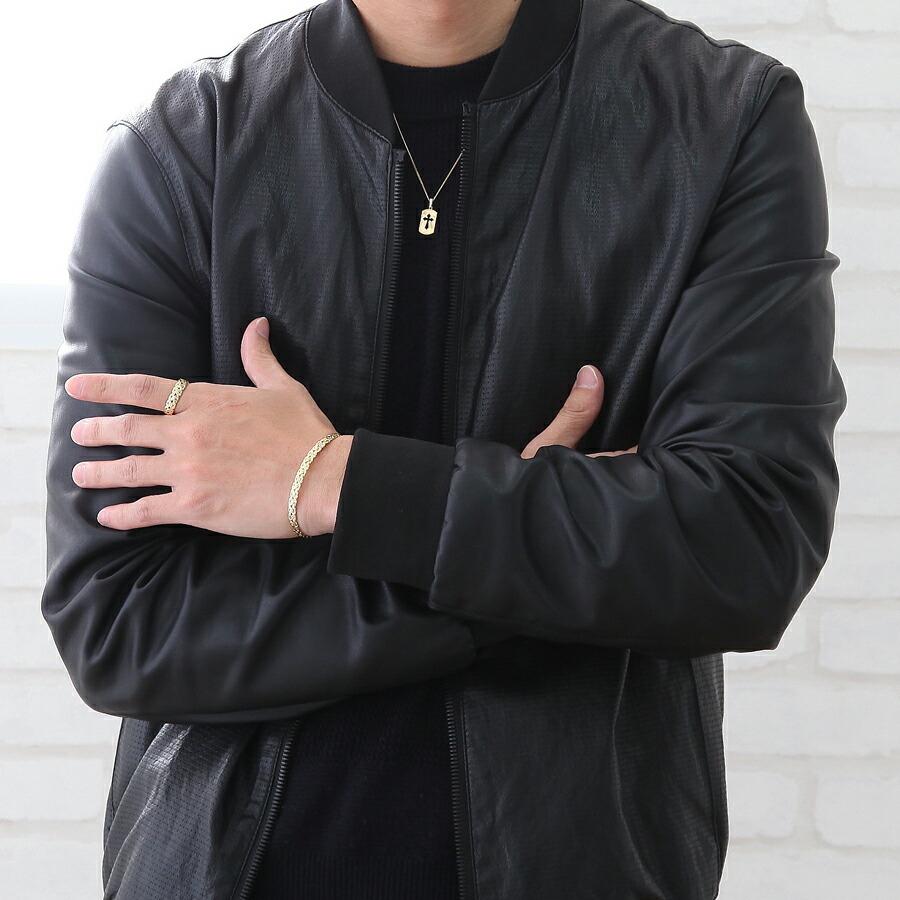 18金 メンズ ネックレス K18 イエローゴールド ドッグタグ クロス ペンダントライトキヘイチェーンセット『Bセット』※チェーン長さ40cm.45cm.50cm選択 【18k】の画像