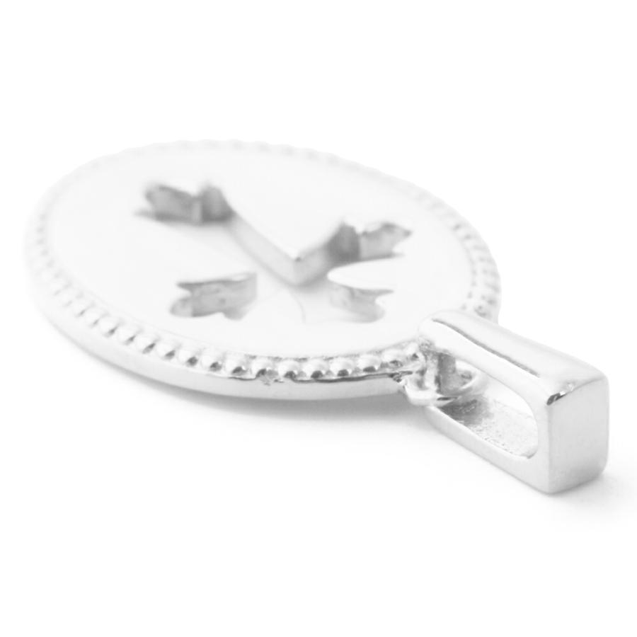 18金 メンズ ネックレス K18 レディース ホワイトゴールド オープンクロス オーバル コイン ペンダント※ペンダントのみ[18k メダル  シンプル 十字架 デザイン]