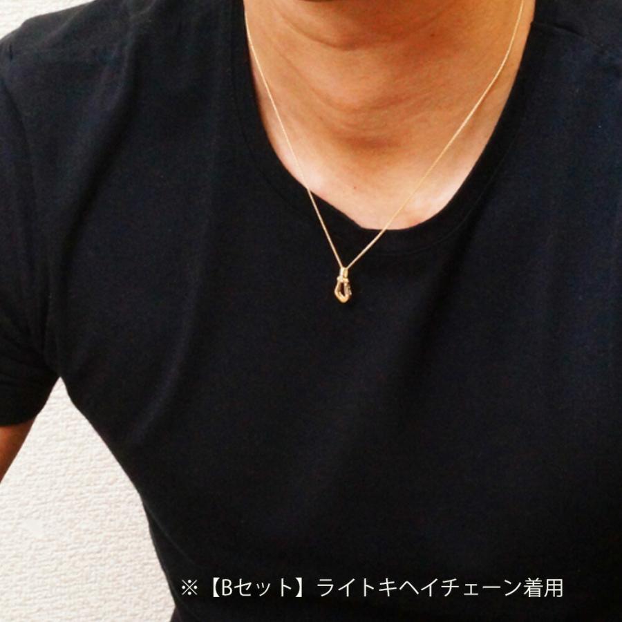18金 メンズ ネックレス K18 ダイヤモンド イエローゴールド ハイノーブル ホースシュー ペンダント アズキチェーン 【Aセット】※チェーン45cm.50cm選択[18k ]の画像