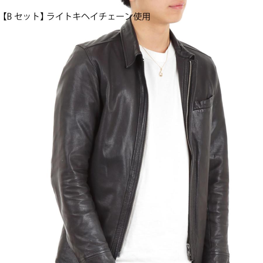 18金 メンズ ネックレス K18 イエローゴールド ハービー ダイヤモンド フィッシュフック ペンダント アズキ チェーン 【Aセット】※長さ45cm.50cm選択[18k ]の画像