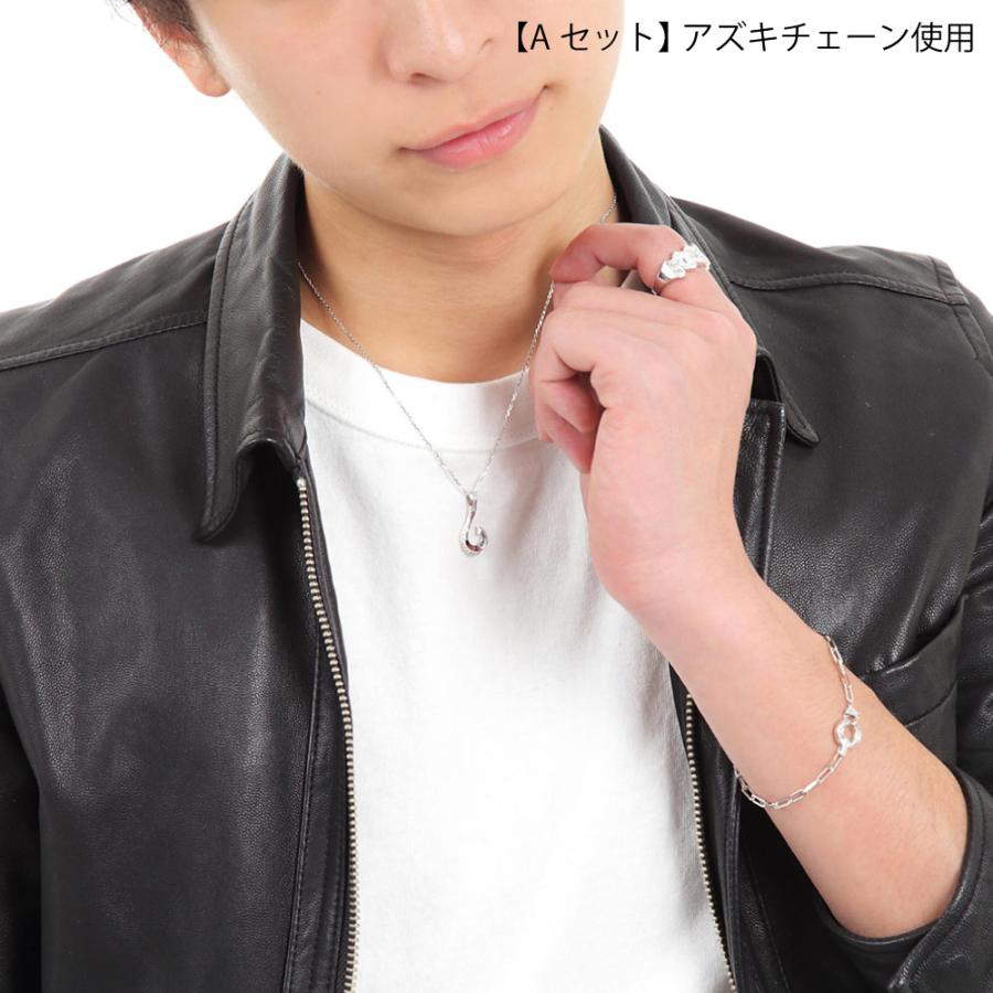 18金 メンズ ネックレス K18 ホワイトゴールド ハービー ダイヤモンド フィッシュフック ペンダントキヘイチェーン 【Bセット】※チェーン 40cm.45cm.50cm[18k ]の画像