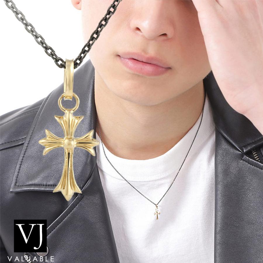 海外正規品 K18 メンズ イエローゴールド B Yコレクション マイクロ ベイビー クロス ペンダント ブラック カット アズキ チェーンセット K18 18k ネックレス 18金 数量は多 Asmistansa Ac Id