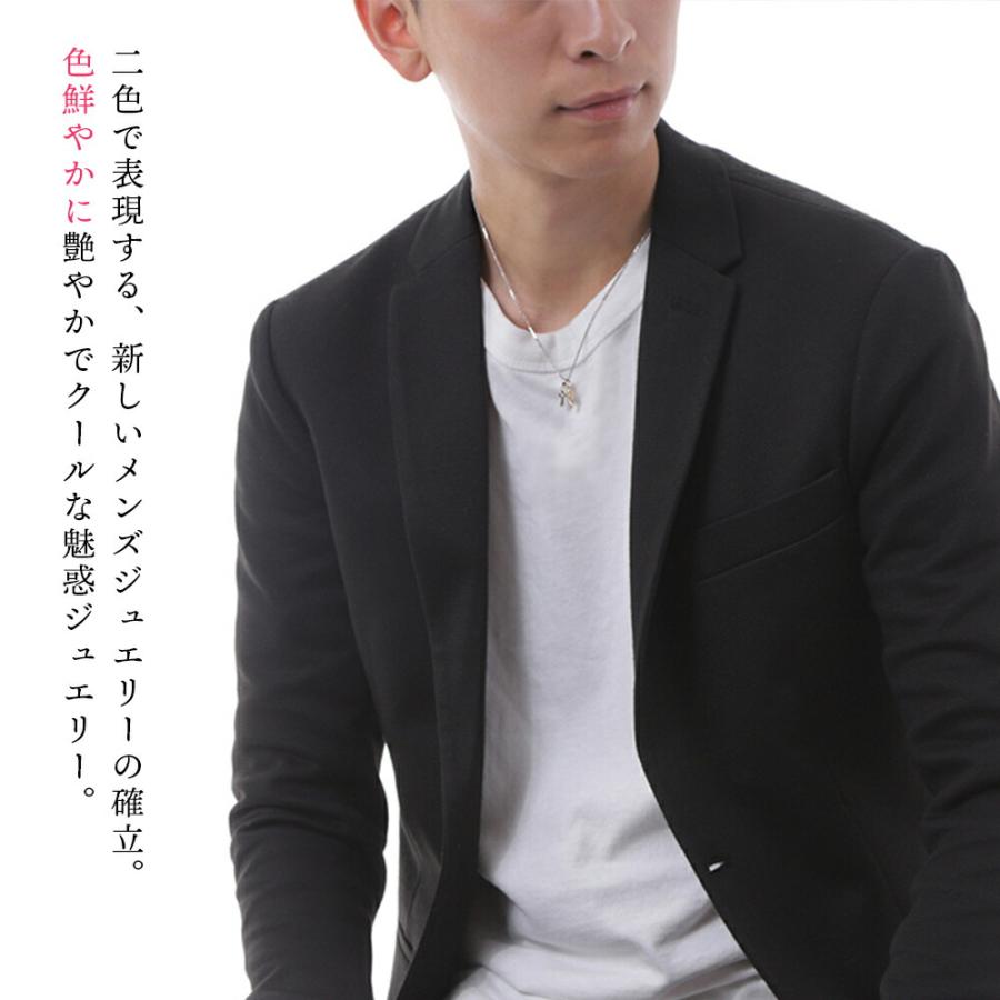 18金 メンズ ネックレス K18 YG&WGマイクロベイビークロスペンダントホワイトゴールドアズキチェーンセット※45cm50cm選択[18k 十字架 小]の画像