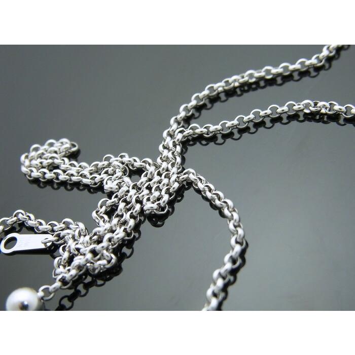 A7人気シール帳 18金 メンズ ネックレス K18 ホワイトゴールド 2.6mm ロイヤル ロールチェーン（ハーフランドチェーン） 45cm クロス アジャスター VALUABLE別注モデル 18k 【UOI1461135880】(53152円)