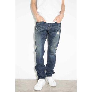 送料無料 ボトムス HYSTERIC GLAMOUR ヒステリックグラマー RW CLASH加工デニムスリムストレートパンツ / ダークインディゴ |  | 01