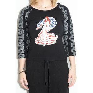 【正規店より即日発送、送料無料】 トップス HYSTERIC GLAMOUR ヒステリックグラマー COBRA 七分袖チビTシャツ /ブラック 返品交換不可 |  | 03