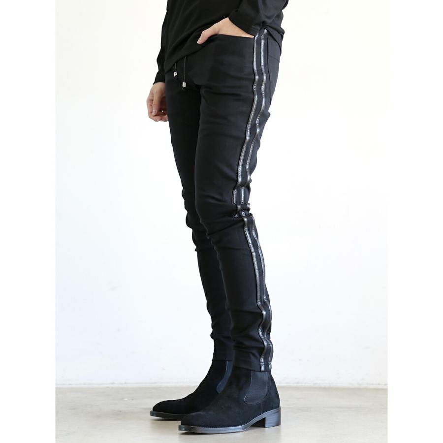 RESOUND CLOTHING リサウンドクロージング 人気定番商品 Blind LINE PT / ブラックレザーラインボトムス パンツ トラックパンツ ラインパンツ 返品交換不可 | RESOUND CLOTHING