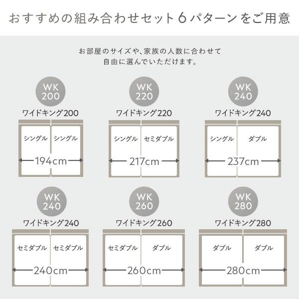 直営店から日本全国 ベッド ワイドキング 260(SD+D) スレートグレー 2層ポケットコイルマットレス付き 連結 すのこ 宮付 コンセント付 組立品
