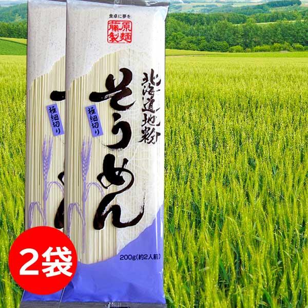 800円ポッキリ 800えん以下 送料無 食品 そうめん 乾麺 素麺 200g×2袋 ソーメン 北海道地粉 袋麺 国産小麦 藤原製麺 | 藤原製麺