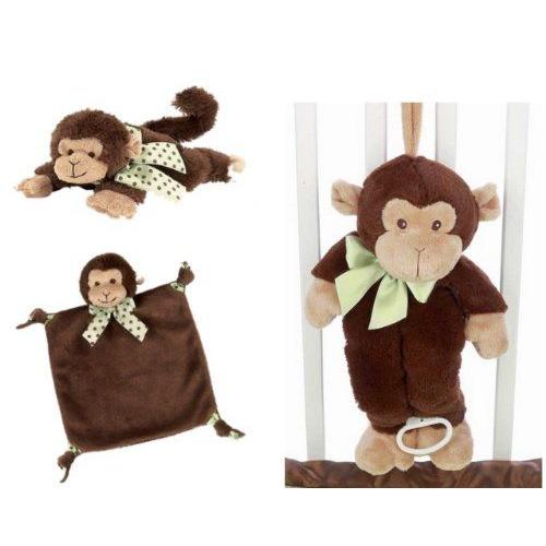 新発売 and Blanket, Wee Toy, Pull Crib Musical Monkey Giggles Plush ぬいぐるみ Set Rattle ぬいぐるみ