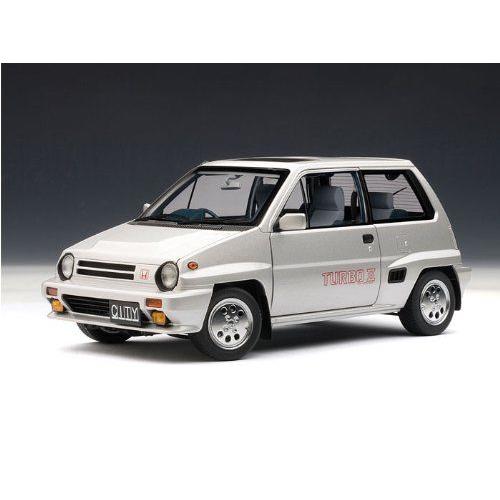 Honda City Turbo II 1/18 Silver w/ Motocompo in Red with Honda City Turbo II 1/18 Silver w/ Motocompo in Red with