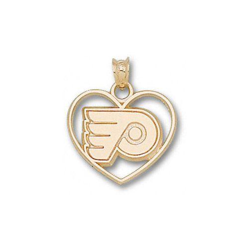高評価 NHL - Philadelphia Flyers 10K Gold ´´P´´ Logo Heart Pendant