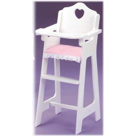 Child's White Doll High Chair w/Plate, Bib, and Spoon
