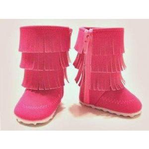 Doll Clothing Pink Fringed Boots. The Are Super HOT Boots! They Have Three Layers of Fringe and Zi