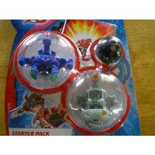 Bakugan バクガン BakuSteel Starter Pack with Blue Viper Helios, Grey Mega Nemus, and Black Mystery