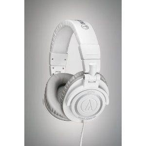 Audio Technica オーディオテクニカ ATHM50 Pro Dj Headphone ヘッドフォン - White Coiled Cable