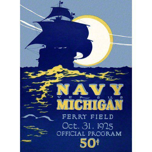 NCAA - 1925 Michigan vs. Navy 36 x 48 Canvas Historic Football Print
