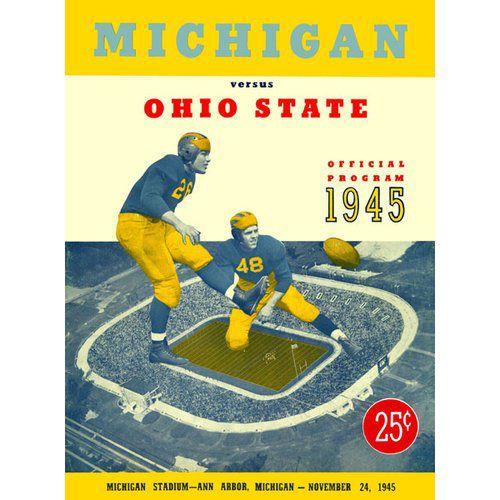 NCAA - 1945 Michigan Wolverines vs. Ohio State Buckeyes 36 x 48 Canvas Historic Football
