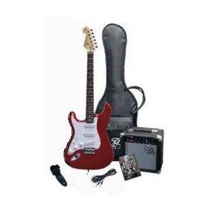 SX RST 3/4 LH CAR Red Left Handed Short Scale Guitar Package with Amp, Carry Bag and Instructional