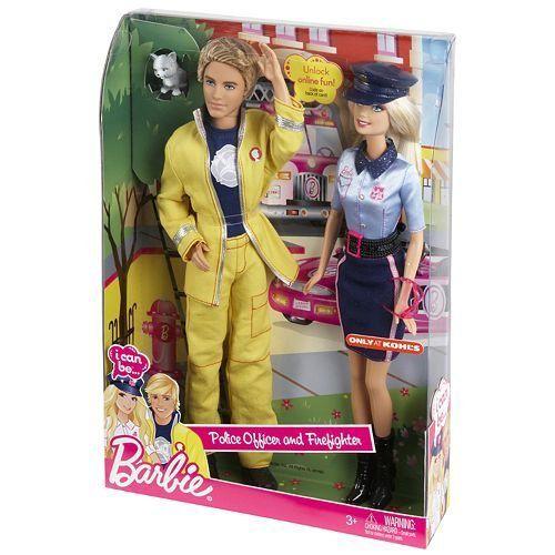 独特な 【送料無料】 Can I バービー Barbie Be...Police ドール 人形 Firefighter and Officer その他人形