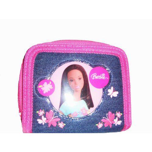 Barbie バービー Two Fold Denim Pink Wallet with Coin Zipper and Butterflies 人形 ドール