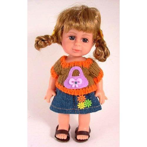 8 inch mini girl doll with woollen jumper denim skirt and sandals 人形 ドール