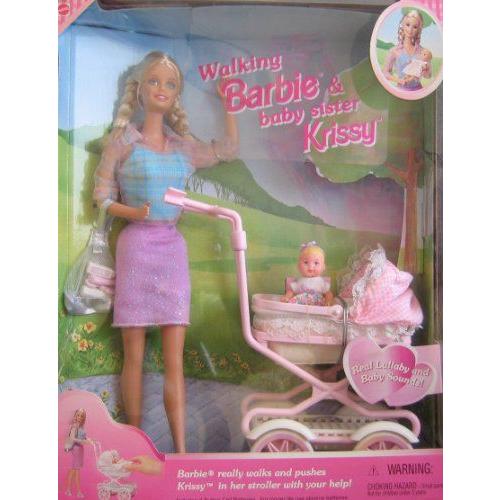 Barbie バービー - Walking Barbie バービー & New Baby Sister krissy Doll - 1999 Mattel 人形 ドール