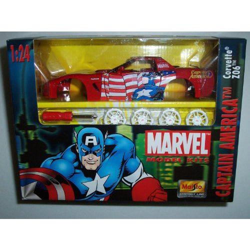 Maisto マイスト Marvel Model Kits Captain America Corvette Z06 1:24 スケール Assembly Line Die Cas