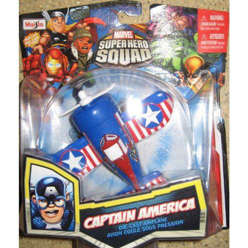 【タイムセール！】 Marvel Super Hero Squad Captain America Sky Squadies Die-Cast Airplaneミニカー モデルカー ダイキャ ミニカー