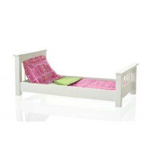Doll Single Bed (Craftsman Style) with Hot Pink & Green Apple Linens ドール 人形 フィギュア