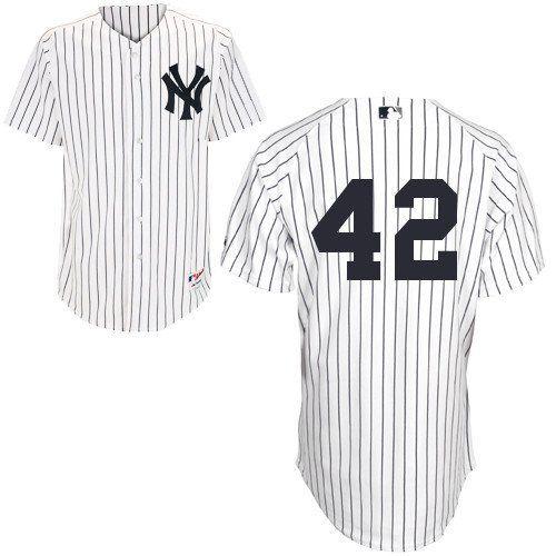 MLB Men's New York Yankees Mariano Rivera Six Button Authentic Home Jersey (Wht/Nvy Pinstrps 40/Me