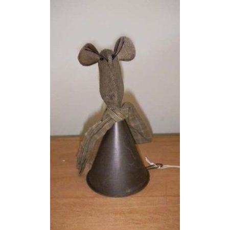 Country Prim Primitive Homespun Fabric Muslin COUNTRY KITCHEN MOUSE w/ FUNNEL ドール 人形 フィギュ