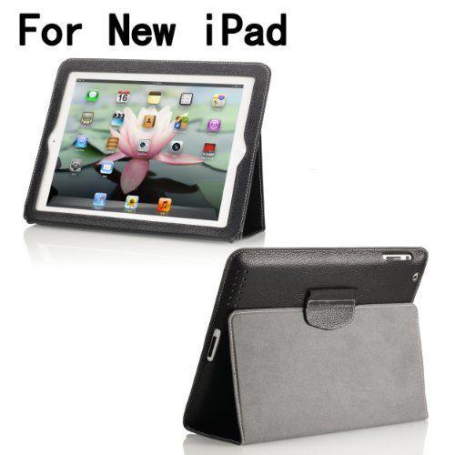 MoKo GENUINE LEATHER Ultra Slim Case for the New iPad iPad3 / ipad2, Black