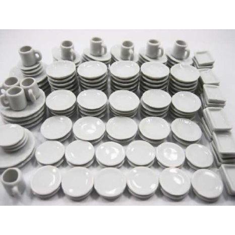 Dolls House Miniature Kitchen Ceramic 170 White Mixed Dish Plate Coffee Cup - 3563 ドール 人形 フ