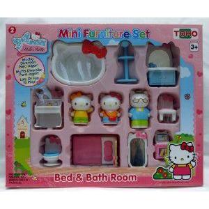 Hello Kitty (ハローキティ) Mini Furniture Set Bed and Bath Room