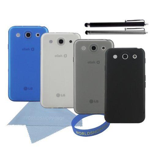 Iwotou LG Optimus G Pro Case Bundle/ 4 Flexible Matte Rubber Skin Soft TPU Gel Case Covers + 2 Sty