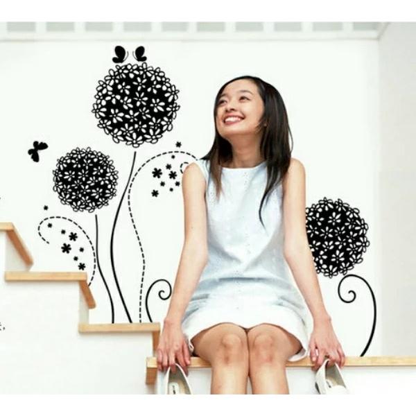 新作からsaleアイテム等お得な商品 満載 ウォールステッカー 花 おしゃれ 植物 木 モノトーン フラワー 北欧 インテリアシール Cafe モダン シール モノクロ 壁紙 葉 ウォールシール リビング Vr0087 Columbiatools Com