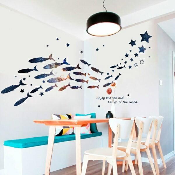 ウォールステッカー 魚 動物 宇宙 別倉庫からの配送 壁紙 子供部屋 おしゃれ ステッカー シール 子供 海 かわいい 女の子 お風呂 星 ブルー Vr061 窓 イルカ 海の中 男の子 惑星