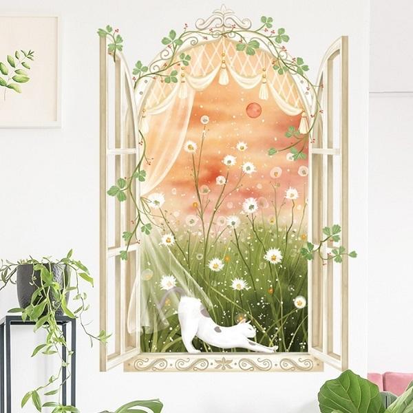 ウォールステッカー 窓 動物 花 猫 ねこ ネコ おしゃれ 植物 北欧 カフェ モダン トイレ かわいい シール 壁紙 インテリア Cat 夕日 風景 景色 玄関 Vr Vr Value Deco Park 通販 Yahoo ショッピング