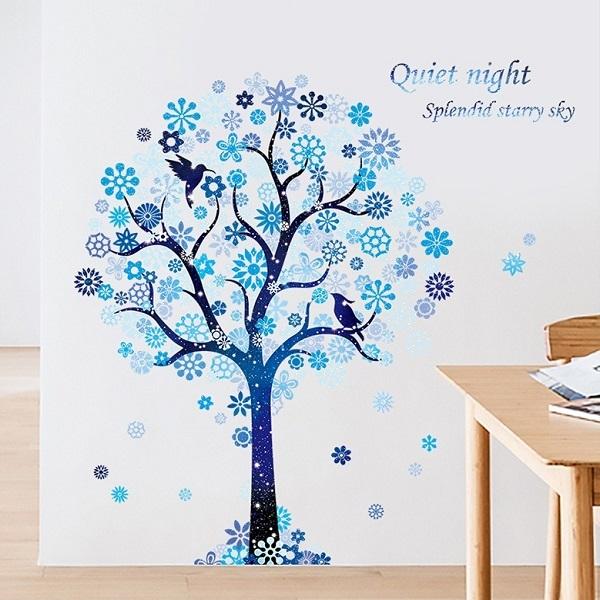 ウォールステッカー おしゃれ 植物 木 北欧 カフェ モダン 壁紙 シール 森 ステッカー 青 蝶 扉 インテリア