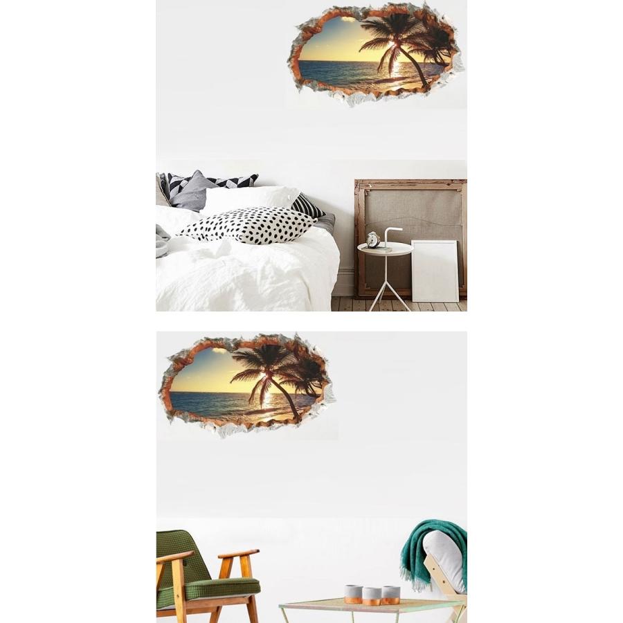 ウォールステッカー 海 南国 窓 ビーチ 木 風景 おしゃれ シール 夕焼け 壁紙 壁の穴 ヤシの木 トイレ 夕日 空 夏 ハワイアン サーフ 西海岸 アメリカン Vr Vr Value Deco Park 通販 Yahoo ショッピング